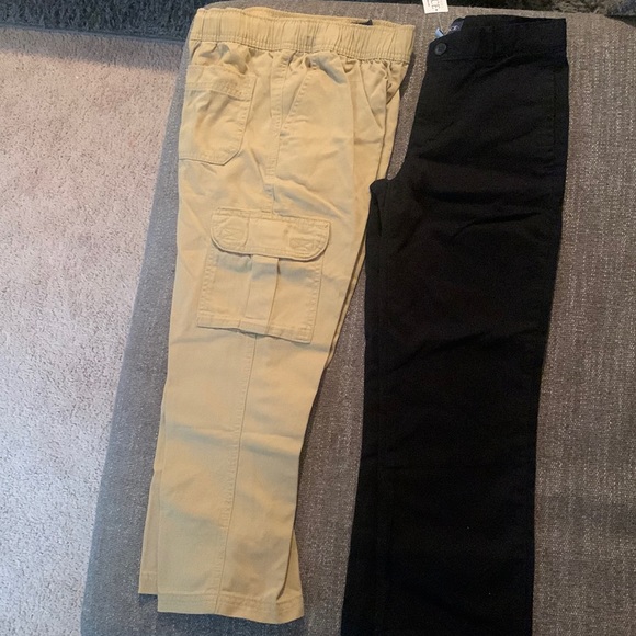 Two New school pants Tan pair size 7 Black pair size 8 boys - Picture 1 of 4